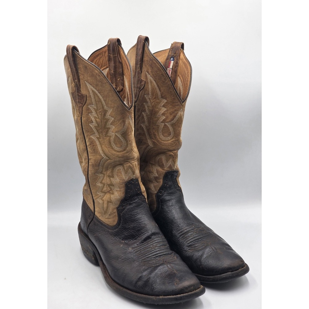 Rios of Mercedes Vintage Cowboy Boots Men's 11N Black Sand Tan Western